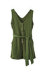 Button V Neck Romper With Belt